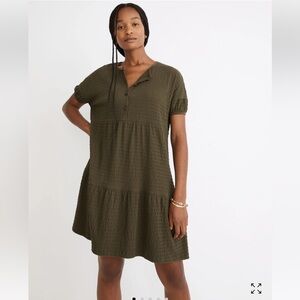 Madewell Resourced Crinkle Knit Tiered Mini Dress